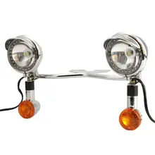 1 Conjunto de Cromo Da Motocicleta Universal Farol Dianteiro Barra de Aço Bala Turn Signal Indicator Light Chrome para Cruiser Chopper Bobber