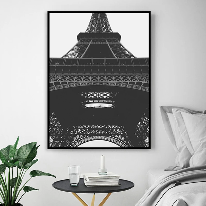 Черный и белый Пейзаж Эйфелева башня Париж стены искусства принты картины на холсте поп плакат картина для гостиной дома декоративные
