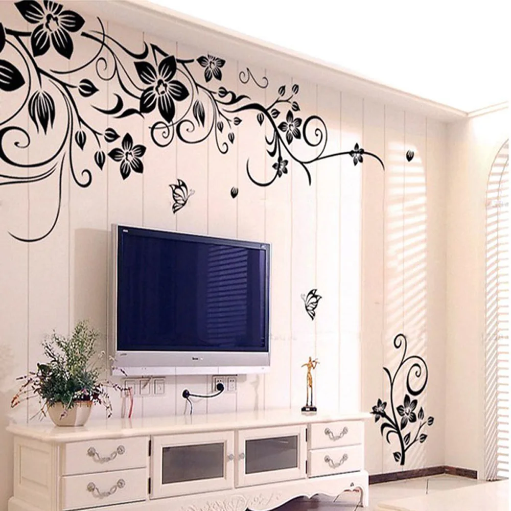 

2019 Wall stickers Fashion Beautiful DIY Removable Vinyl Flowers Vine Mural Decal Art Stikers For Living Room Wall Decoration