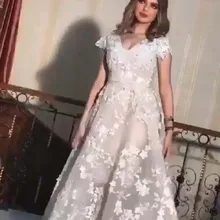 Новое поступление, кружевное платье цвета слоновой кости с цветочным принтом и короткими рукавами, плиссированное платье трапециевидной формы длиной до пола, платья для выпускного вечера