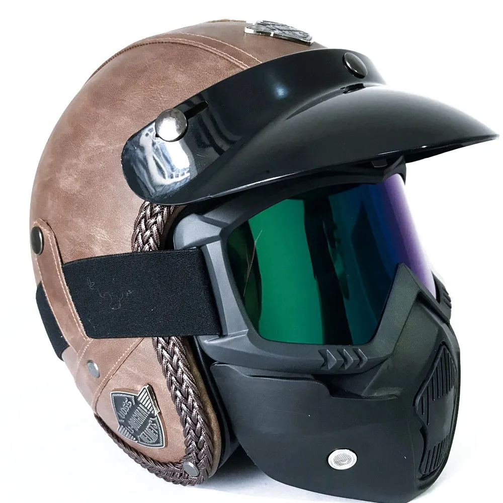 Ретро мотоциклетный шлем для полного лица мото Кроссовый шлем с открытым лицом винтажный мотоцикл KTM скутер гоночный Чоппер пилот - Цвет: MSK helmet flat BN