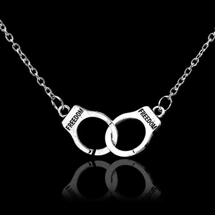 Women's Classic Cool Handcuff Necklace Silvery Charm Pendant Choker