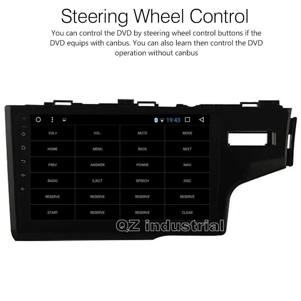 Top QZ industrial right hand drive HD 10.1" Android 8.1 T3 Car DVD player for Honda Fit 2014-2016 With 3G 4G WIFI GPS Radio Navi RDS 3