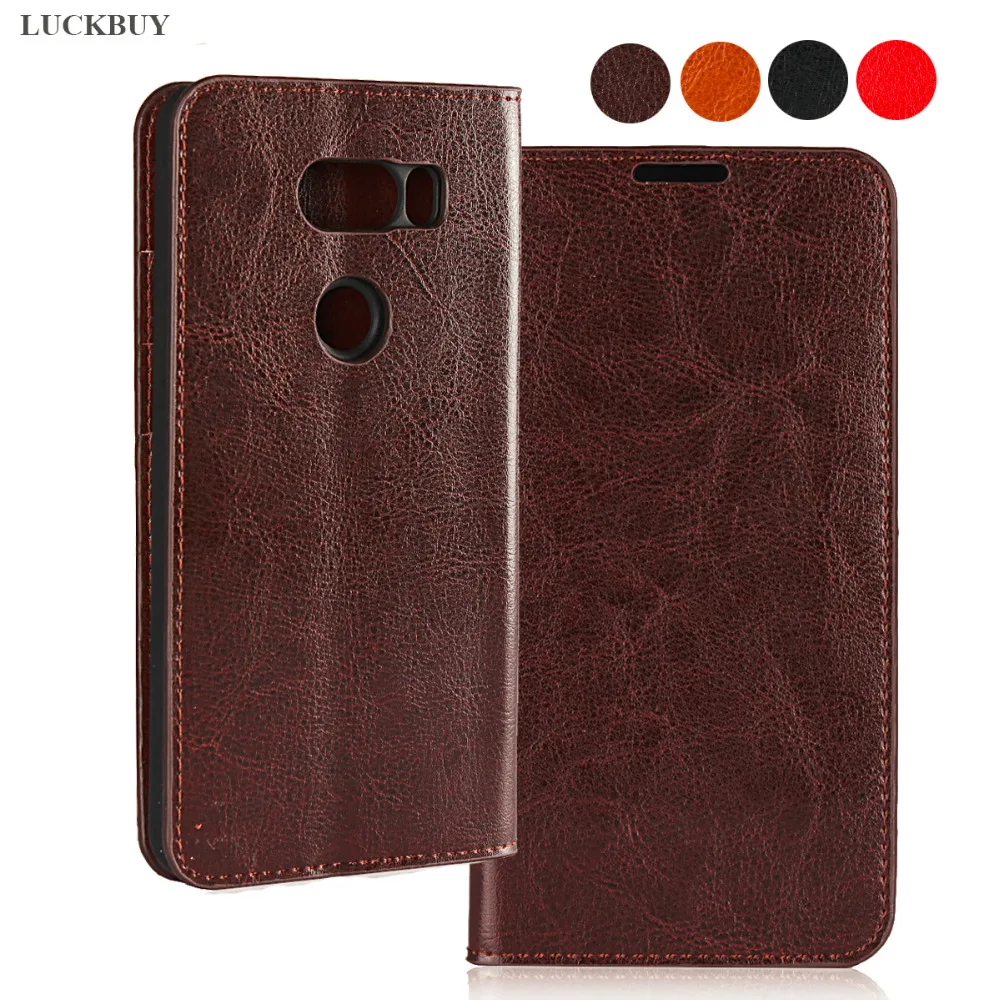 LUCKBUY чехол для LG V30 классический Бизнес Crazy Horse Узор Натуральная кожа флип H930