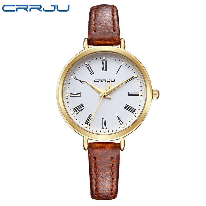 New Arrival CRRJU Luxury Brand Quartz Watch Women Small Round Dial