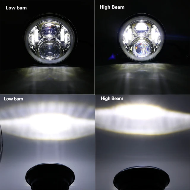 7 inch Round Motorcycle LED Headlight DRL with white Halo Angel Eyes H4 Motorcycle Headlight LED For Chopper Motorcycle