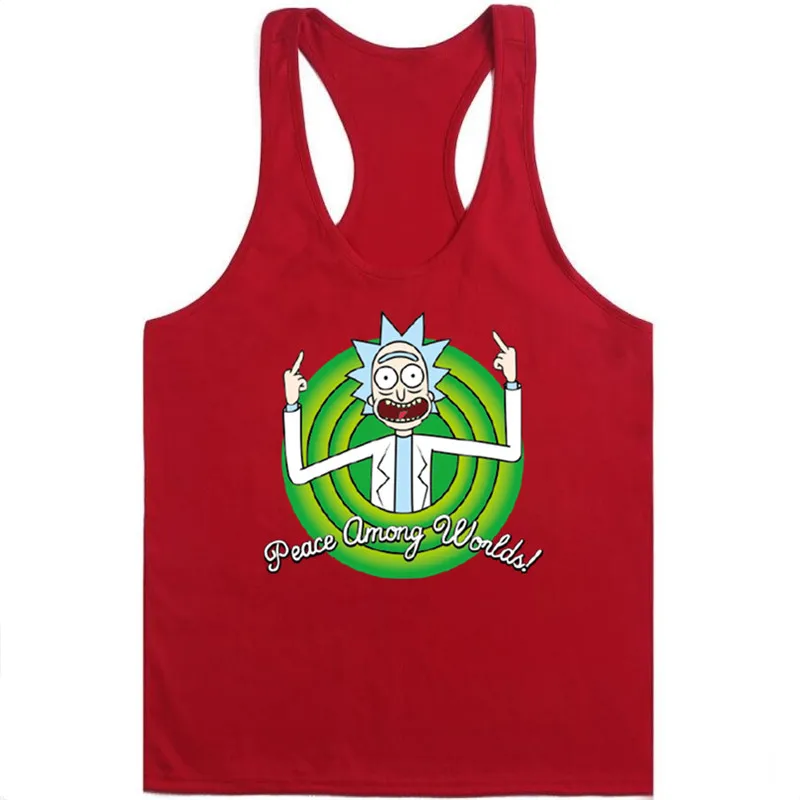 Cool Rick Morty men Tank Tops 2018 Summer Anime vest rick and morty worlds folk black White 