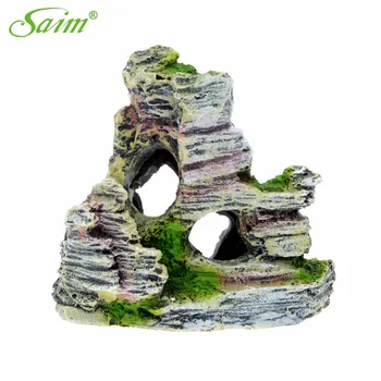 

4.5" Aquarium Decor Resin Rockery Stone Fish Tank Landscape Ornament Artificial Rock Simulation Mountain Aquarium Fish Tank Deco