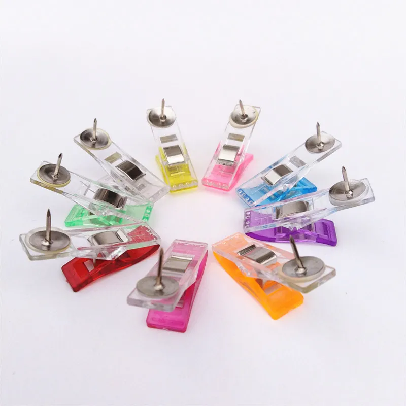 

Colorful Sewing Craft Quilt Binding Plastic Clips Clamps Pack for Patchwork Sewing DIY Craft with Drawing Pin