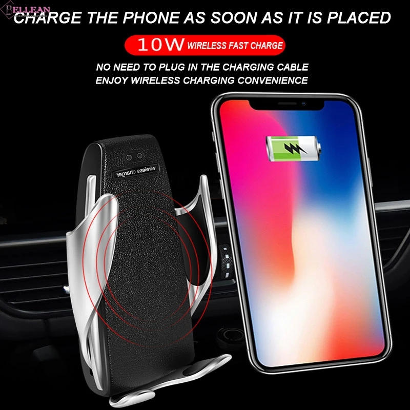 

HH For iphone Auto Clamping Wireless Car Charger Air Vent Phone Holder 360 Degree Rotation Charging Mount Bracket For Samsung