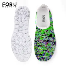 FORUDESIGNS/повседневная женская обувь с граффити; дышащая сетчатая обувь для женщин; удобная женская прогулочная обувь на плоской подошве; лоферы; большие размеры