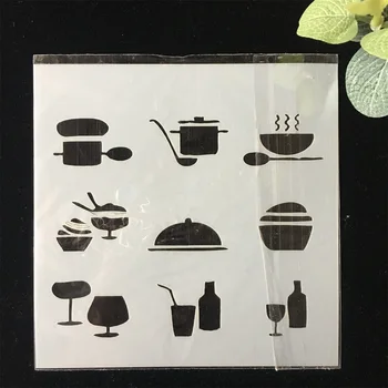 

New 13cm 5.1" Kithenware Cook DIY Layering Stencils Wall Painting Scrapbook Coloring Embossing Album Decorative Card Template