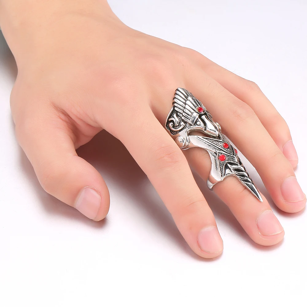 Fashion Dragon Pattern Design Long Rings Finger Jewelry Punk Alloy Men