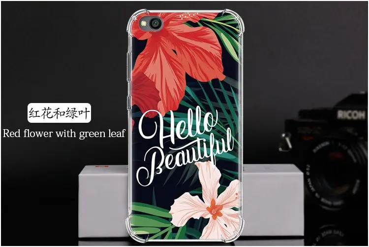  Red flower with green leaf