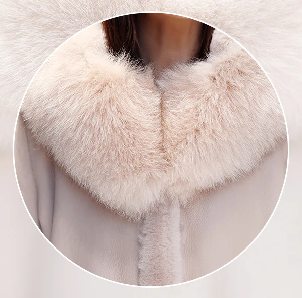 Новинка, зимнее пальто из искусственной кожи, парка с капюшоном, женское модное пальто из искусственного меха, длинная куртка с секцией, толстая теплая шерстяная овечья кожа, пальто