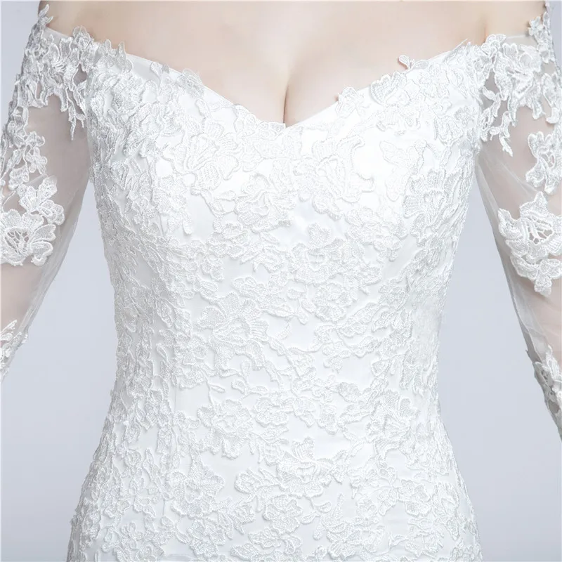 Элегантное кружевное свадебное платье с открытыми плечами 2018 русалки длинными