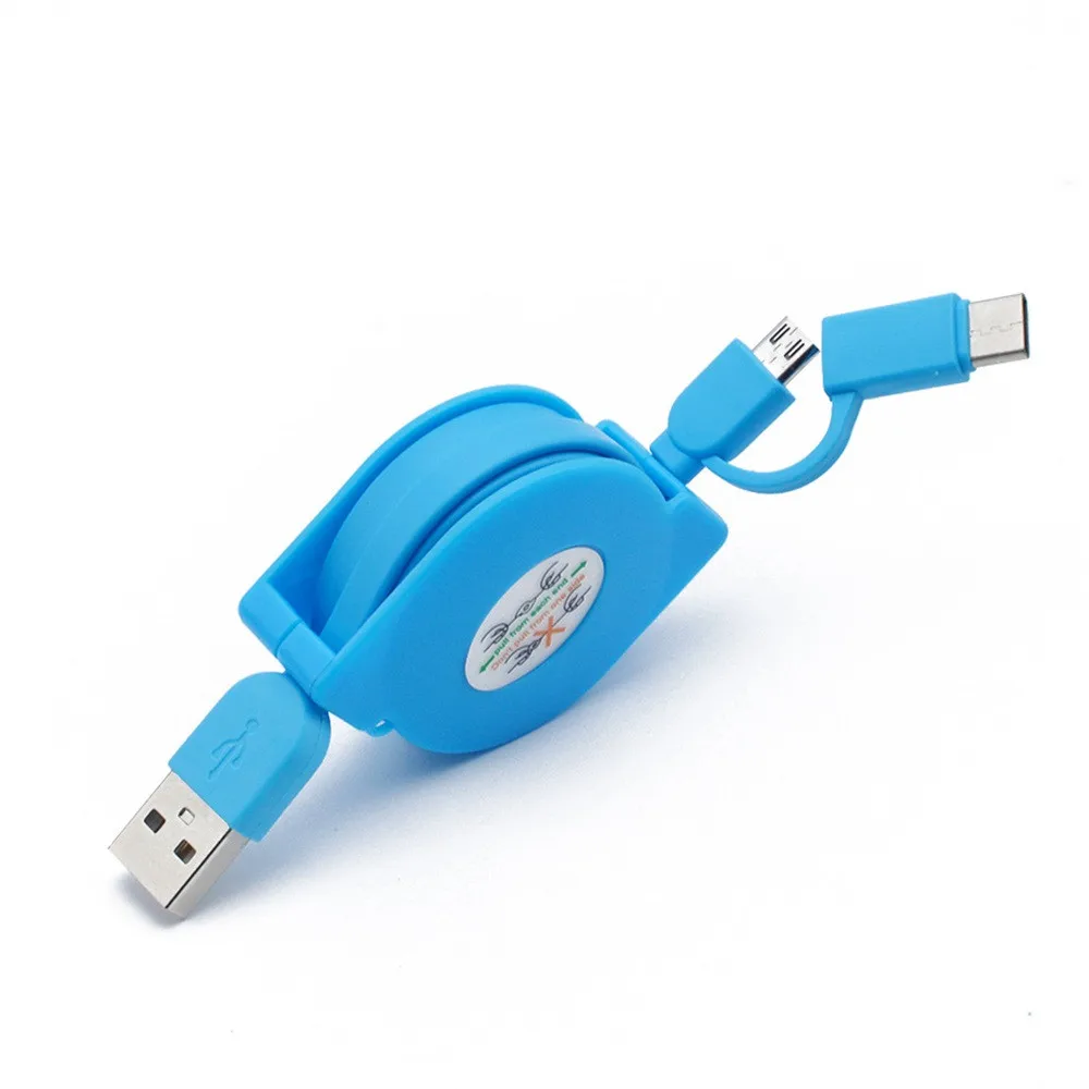 Мини-usb кабель Универсальный Micro usb быстрое зарядное устройство для телефона 1 м/3 фута и тип-c 2 в 1 Выдвижной кабель для зарядки данных шнур z75