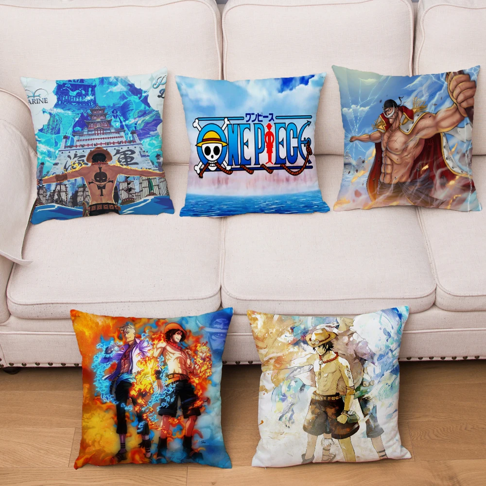 

Super Soft Short Plush Cushion Cover One Piece Cartoon Luffy Ace 45*45cm Pillow Covers Pillows Cases Sofa Home Decor Pillowcase