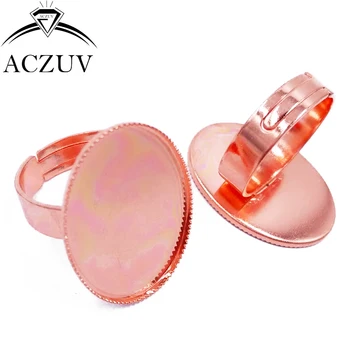 

200pcs Rose Gold Color 13x18mm 18x25mm 30x40mm Oval Teeth Bezel Adjustable Ring Blank Ring Base Cabochon Settings TOR006