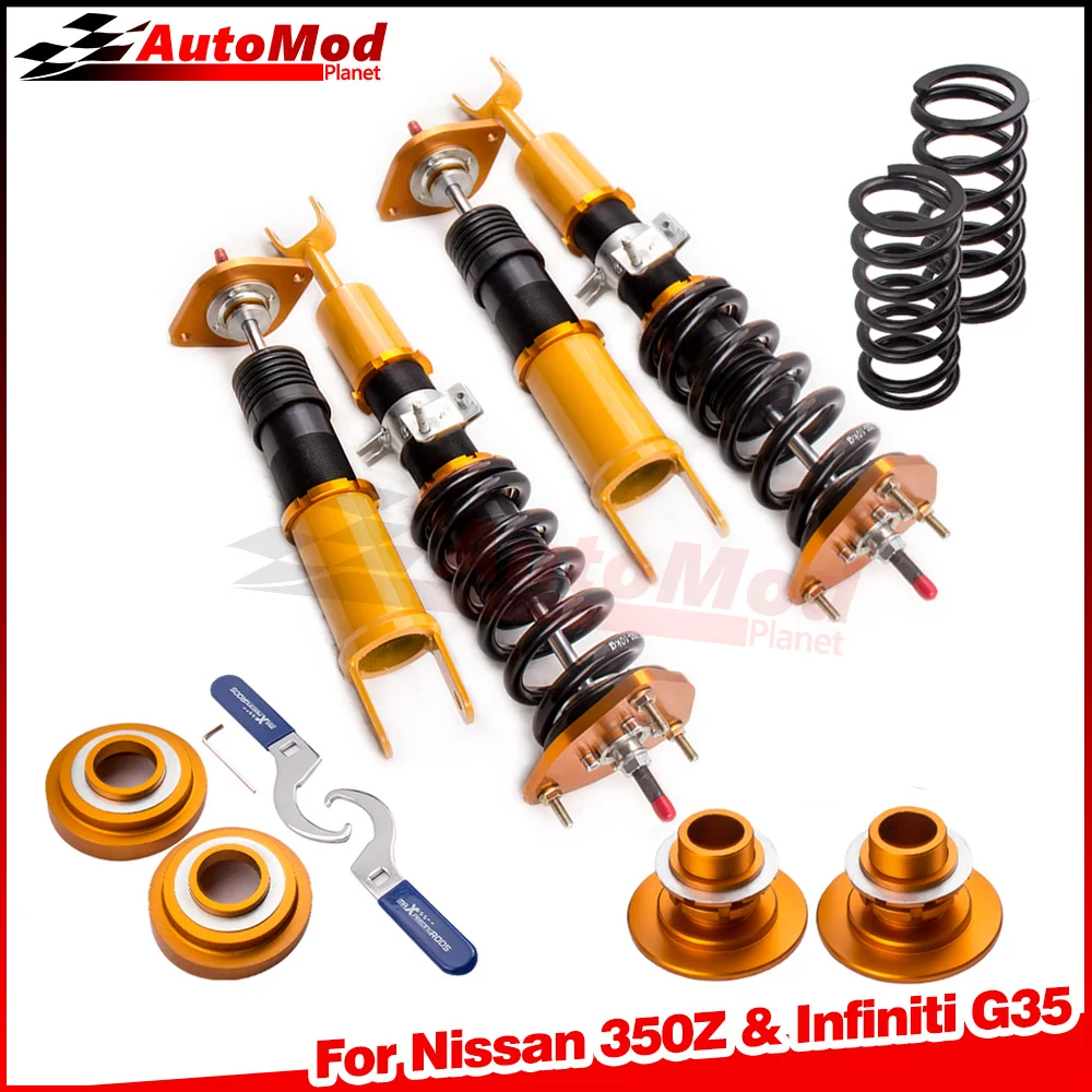 For Nissan 350Z Z33 Fairlady Z G35 Adj. Coilover Coilovers Shock Absorber Strut Front Rear Suspensions Spring Shocks Damper |