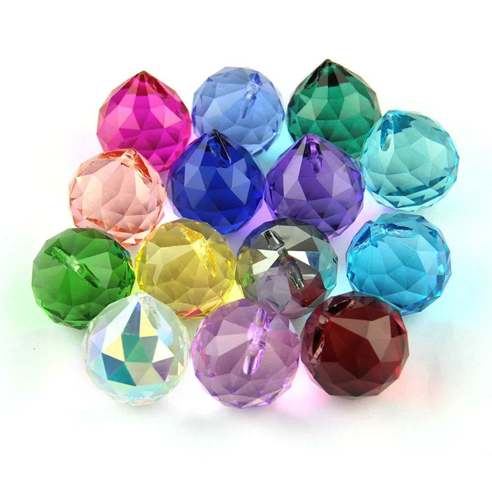 20Mm/30Mm/40Mm 10Pcs Kroonluchter Crystal Facet Ball Prism Kleurrijke Suncatcher Feng Shui Bal glas Lamp Onderdelen