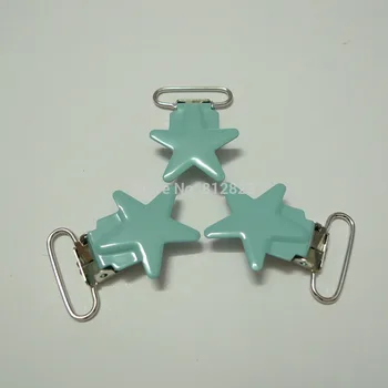 

25pcs 1'' 25mm #MD34 Turquoise Color Enamel Star Suspender Clips