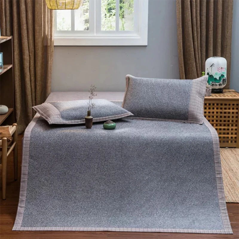 

Japanese-style rattan mattress Set Mat suite With Pillow Cover Folding double air-conditioned seats Solid color rattan mat kit