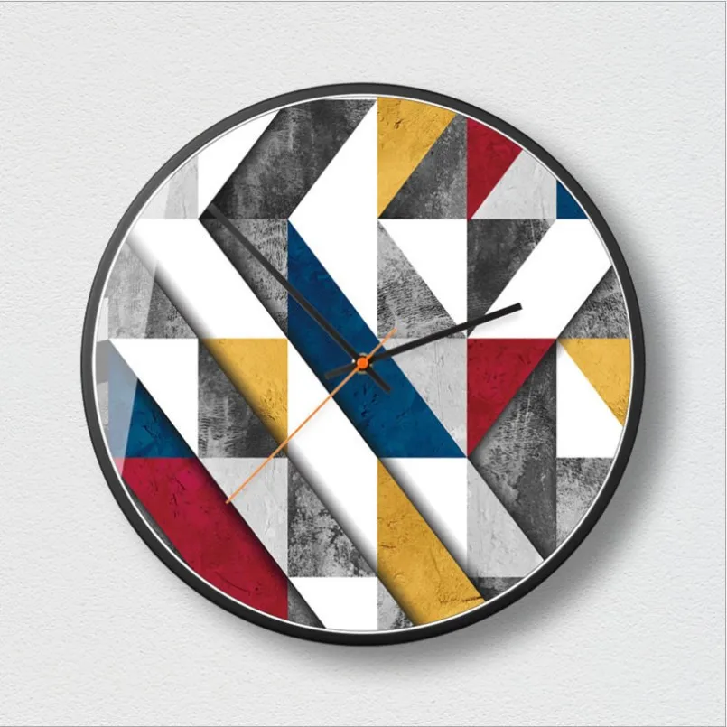 Новые Настенные часы 3D чрезвычайно простые цветные геометрические настенные часы большого размера бесшумный ход стена в современном минималистическом стиле часы для дома - Цвет: As the pictures