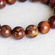 Натуральный Замбия синий коричневый питерсайт стрейч Мужской стрейч отделка браслет Круглый с большими бусинами 12 мм 04331