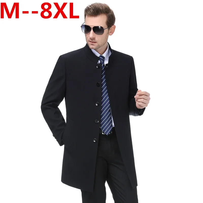 

8XL 6XL 5XL 4XL New Mens Autumn Coats Fashion Casual Classic Trenchs Fit Mandarin Collar Jackets Coats Free Shipping For male