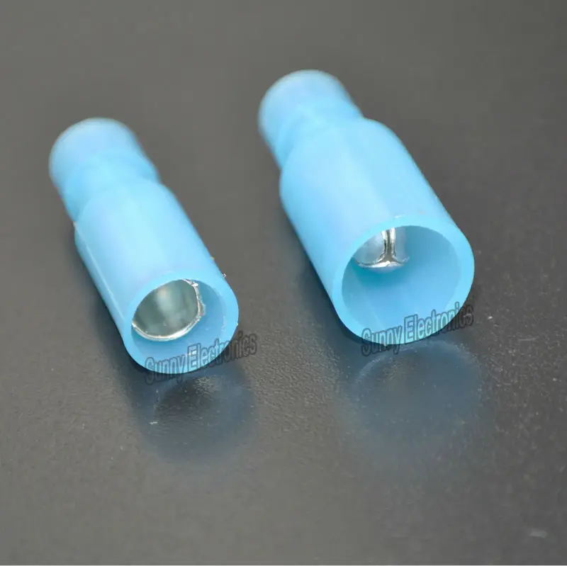 100 BLUE 16-14 AWG NYLON SPADE FORK WIRE CONNECTORS #6 