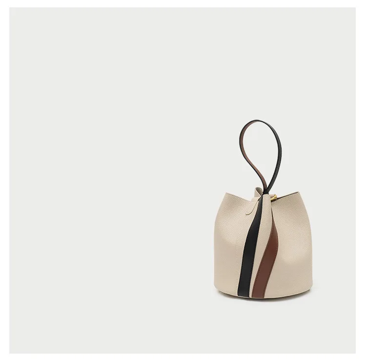 

by H GENUINE leather Women for Handbag Fashion Designer Shoulder Bag patchwork Bucket Bag Messenger Bag 3 colors
