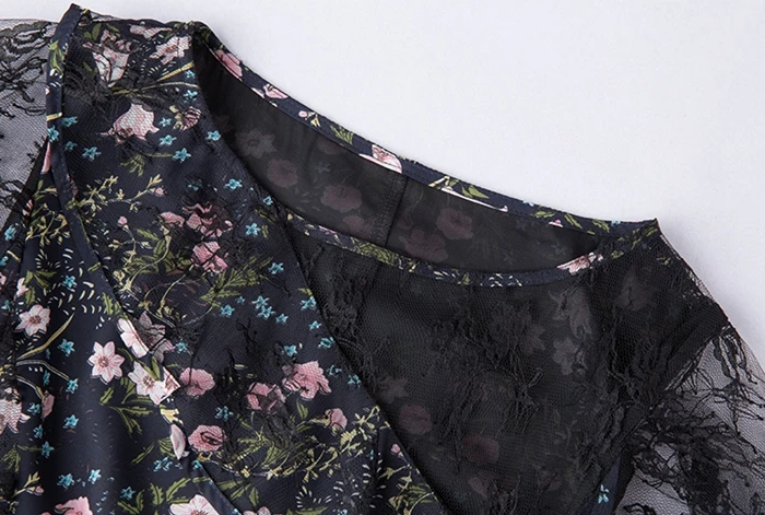 TAOYIZHUAI летнее Новое поступление размера плюс Повседневный стиль цветочный принт лепестки рукава длиной до колена кружевное женское модное платье 11636