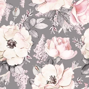 Rosa Bild: Pink And Grey Floral Wallpaper