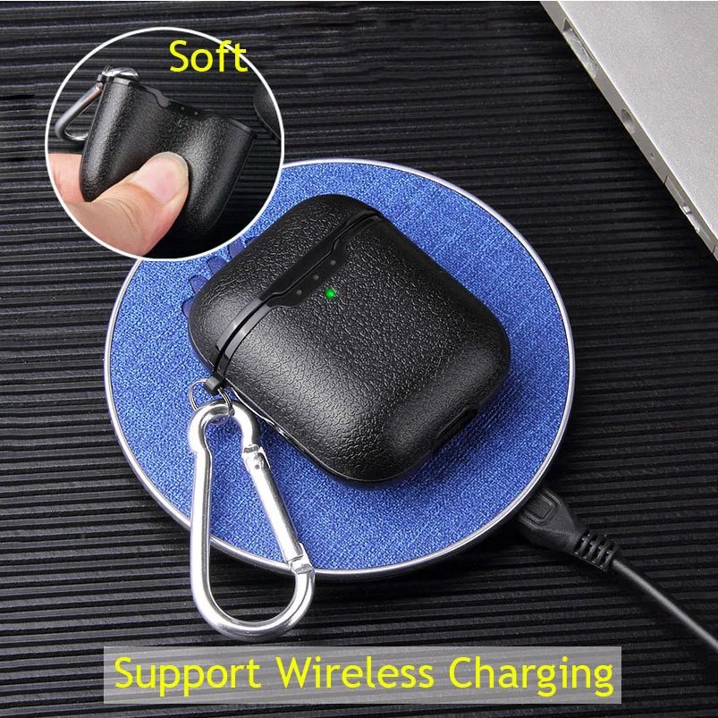 

For AirPods Case Leather Surfce Soft Silicone Wireless Bluetooth Earphone Cases For Apple Airpods 2 Cover Funda Fashion