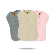 Cheap Baby Sleeping Bags Envelopes for Stroller Sleepacks Autumn Winter Solid Knitted Infant Bebes Sleepsack Toddler Kids Swaddle Wrap