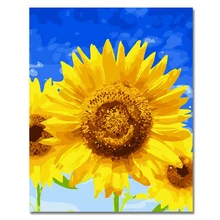 MOLEK DIY картина маслом по номерам комплект подсолнухи голубое небо абстрактная акриловая Картина на холсте Современный домашний декор Настенная картина