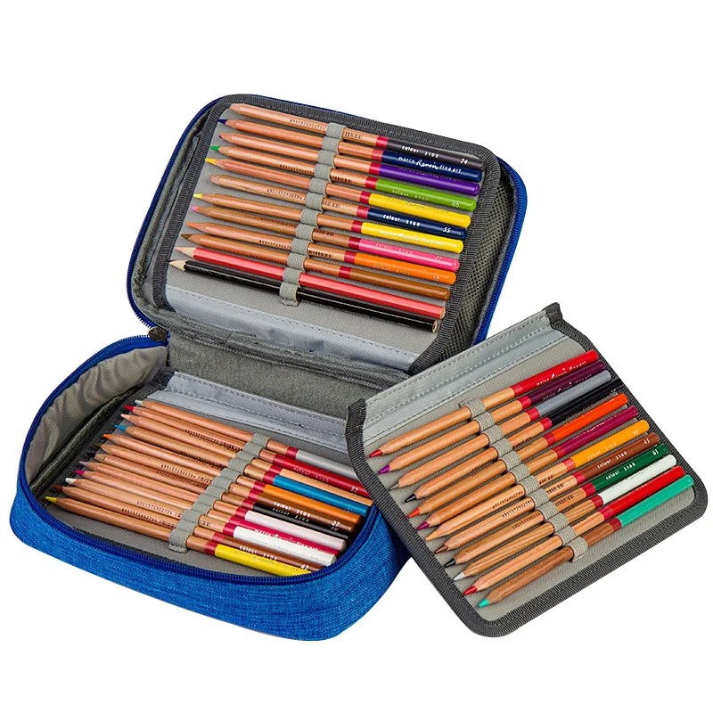 Canvas School Pencil Cases for Girls Boy 72 Holes Pen Box Multifunction Storage Bag Case Pouch Student Stationery Supplies