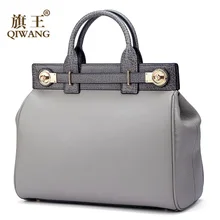 Qiwang High Qualty Real Leather Handbag Women Genuine Leather Tote Handle Bags Luxury Fashion Brand Designer Bag for female qiwang crocodile women bag big luxury elegant top handle bags brand women designer handbags 100% genuine leather female bag
