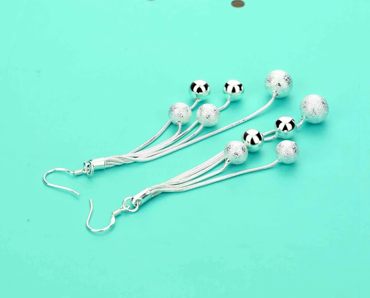 Женские серьги подвески из серебра 925 пробы с бахромой|earring charms|925 sterlingearrings style |
