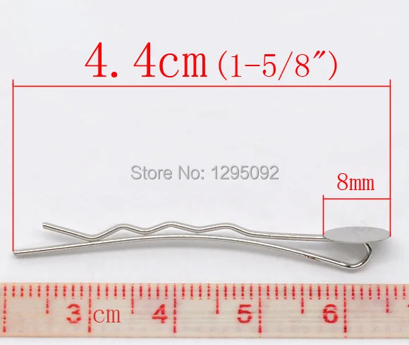 Wholesale 300Pcs Silver Tone Bobby Pins Hair Clips W / Glue Pad Barrettes Jewelry Findings Charms 4.4cm x 1.5mm Jewelry Findings