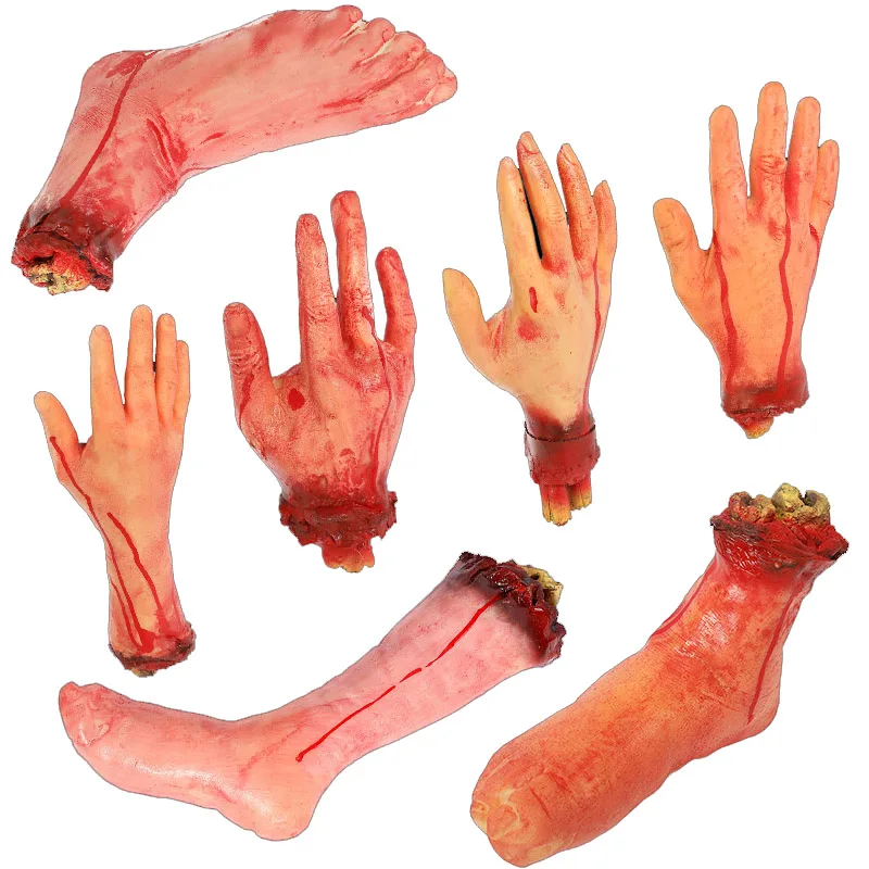 

Halloween Horror Props Bloody Hand Haunted House Party Decoration Scary Fake Hand Finger Leg Foot Brain Heart Halloween Supplies