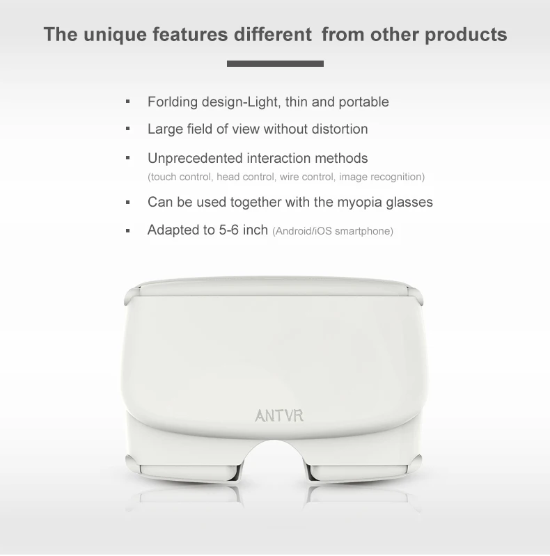ANTVR 3d vr Box gear VR XiaoMeng Складные портативные очки для виртуального ПК белые очки виртуальной реальности для 4,7-6 дюймов iPhone samsung