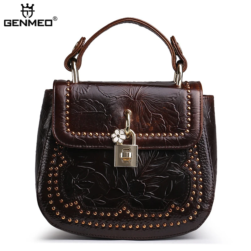 

New Arrival Vintage Genuine Leather Women Bag with Adjustable Shoulder Strap Sexy Ladies Real Leather Women's Handbags Bolsa