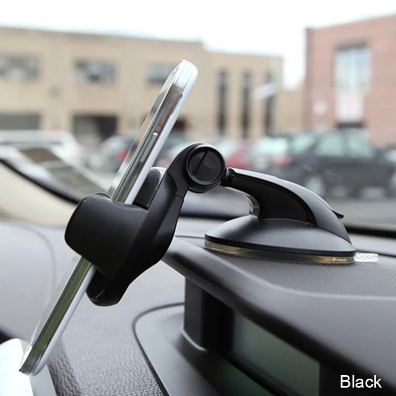 Многофункциональный держатель для мобильного телефона с поворотом на 360 ° автомобильный держатель на присоске для смартфона - Цвет: Black