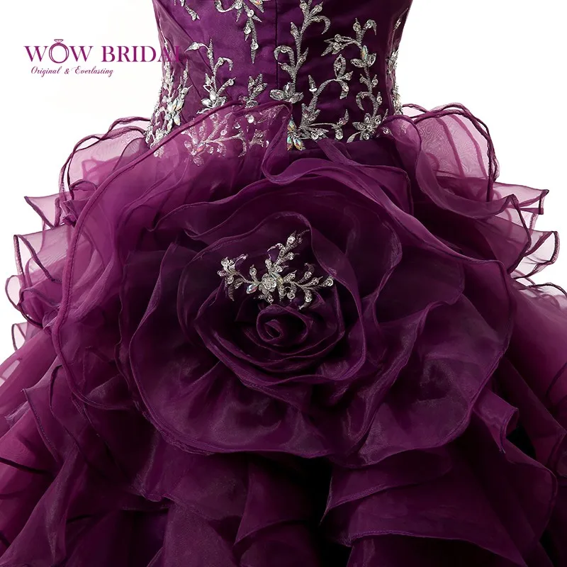 Свадебное элегантное фиолетовое платье Кинсеаньера милое вечернее платье без бретелек с вышивкой, блестками и расшитой искусственными кристаллами органза бальное платье со сборками