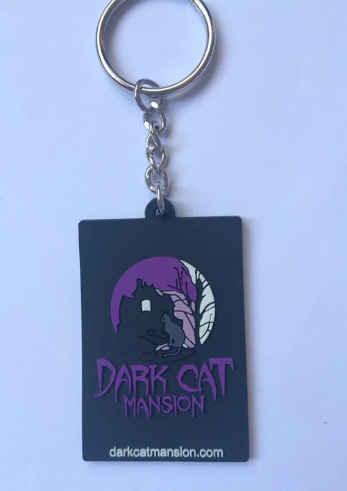 Dark Cat Custom Keychain Promotional Rubber Keyring Plastic Mansion Key