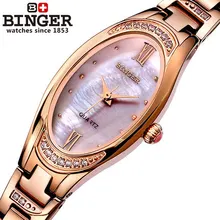 Binger Luxury Brand Women Rose Gold Dress Watches Shell Dial Brass Tassel Lady Quartz Watch Relogio Feminina Bracelet WristWatch