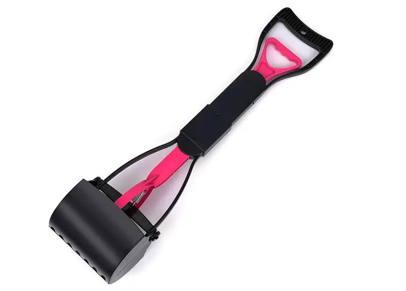 Длинная ручка для собак, кошек, совок для домашних животных, Щековая лопатка, очистка, инструменты для очистки отходов - Цвет: pink