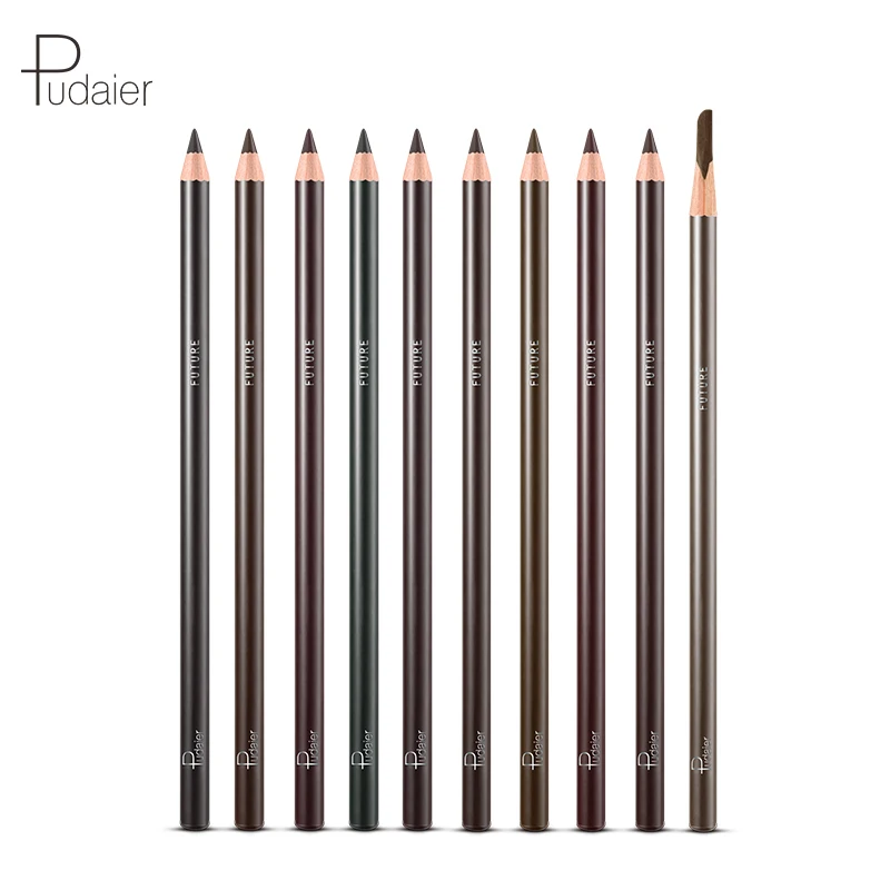

Pudaier Wooden Eyebrow Pencil Makeup Tools Waterproof Long Lasting Easy to Wear Light Brown Black Grey Eye Brow Pencil
